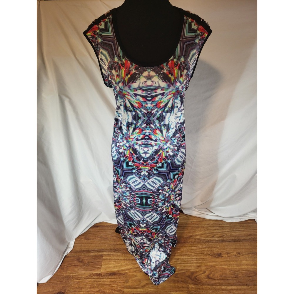 Custo Barcelona Geometric Print Maxi Dress with hand embroidered beading